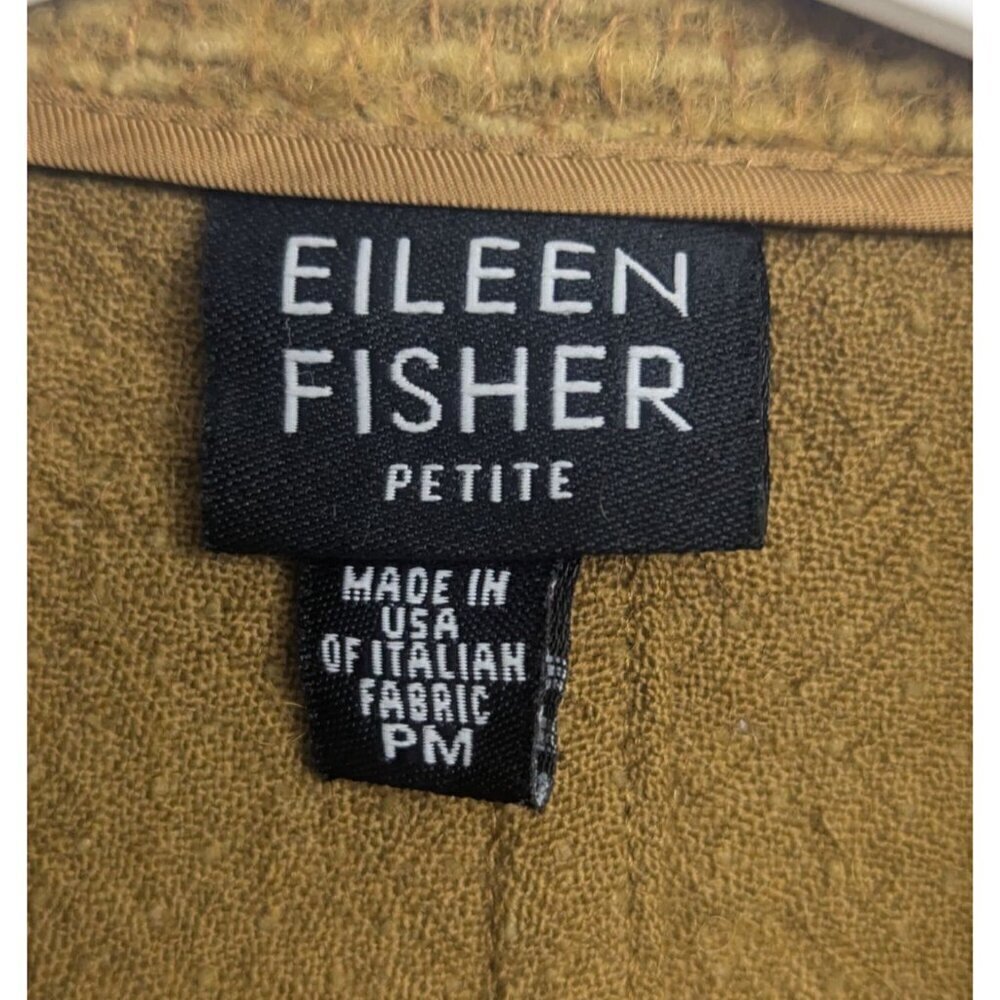 Eileen Fisher Wool Blend Textured Knit Blazer PM Pockets Button Front Golden - Picture 4 of 6
